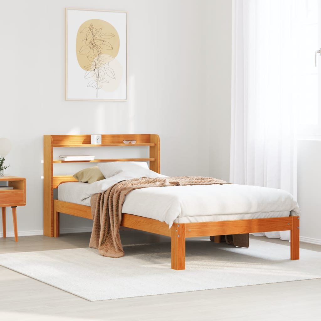 Bed Frame without Mattress Wax Brown 100x200 cm Solid Wood Pine